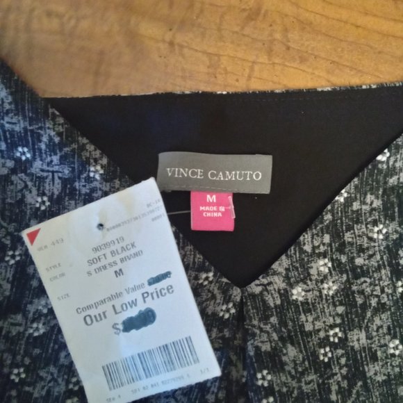 Vince Camuto Dress Womens Medium Black/Grey Strappy Lined V-Neck Chiffon Ladies - Picture 2 of 4